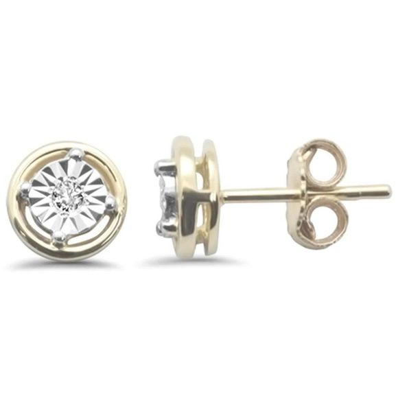 10K Yellow Gold Solitaire Stud Earrings .05ct G SI